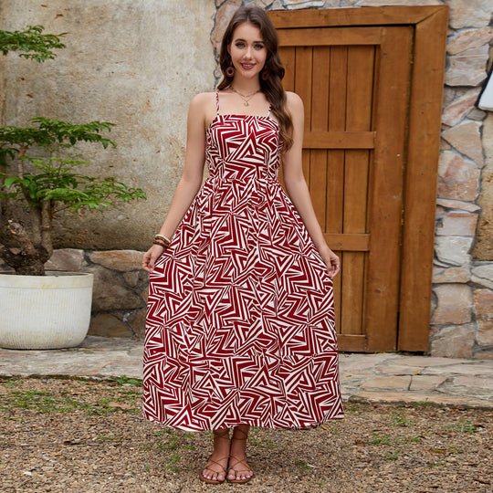 Damen Maxikleid mit geometrischem Muster R&B