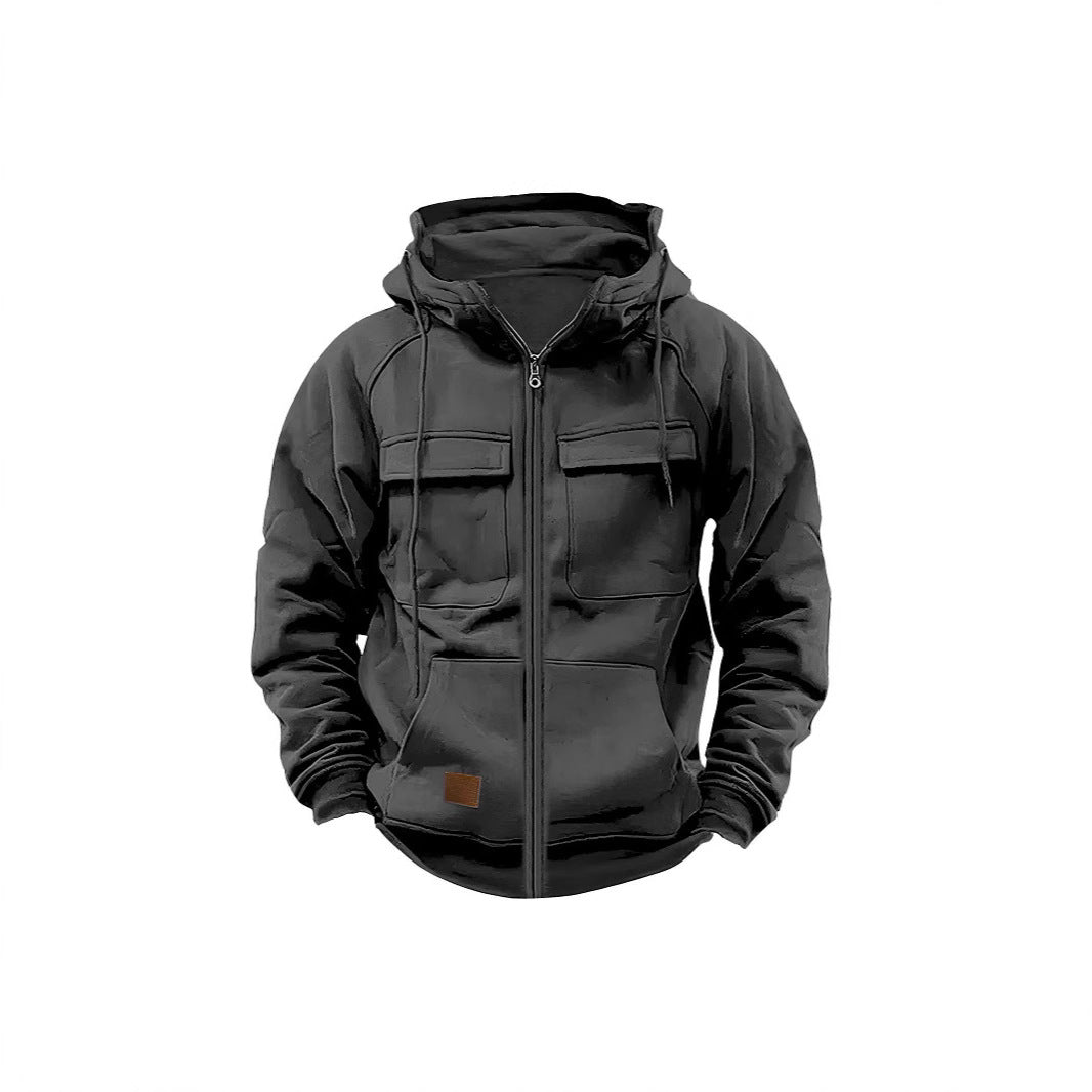 Herren Fleecejacke mit hohem Kragen und praktischen Taschen R&B