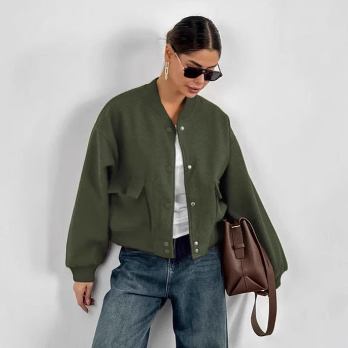 Damen Oversized Blazerjacke mit voluminösen Ärmeln und praktischen Taschen R&B