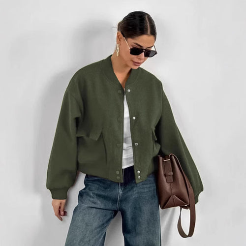 Damen Oversized Blazerjacke mit voluminösen Ärmeln und praktischen Taschen R&B