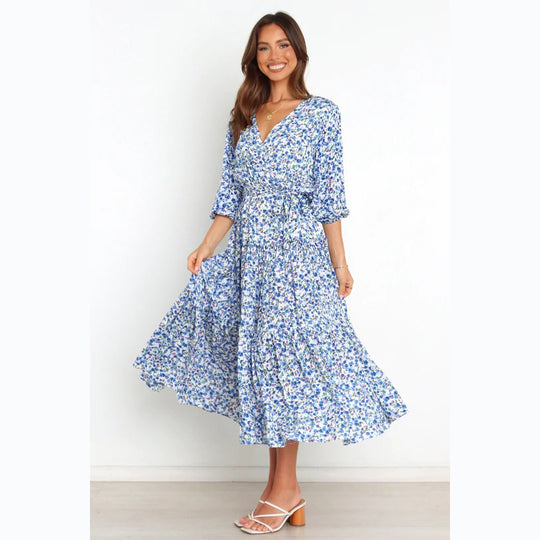Damen Sommerliches Maxikleid mit freiem Dekolleté und floralem Muster R&B