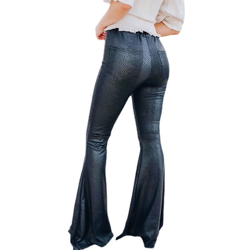 Damen Elegante Schlaghose im Schlangenleder-Look R&B