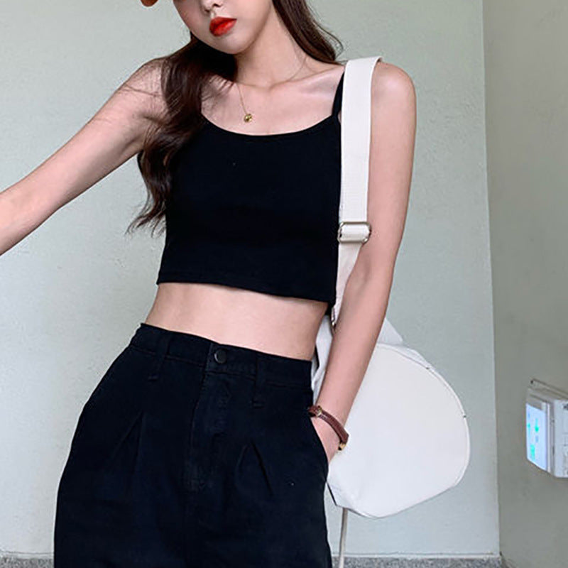 Damen Cropped Top mit schmalen Trägern und elastischem Schnitt