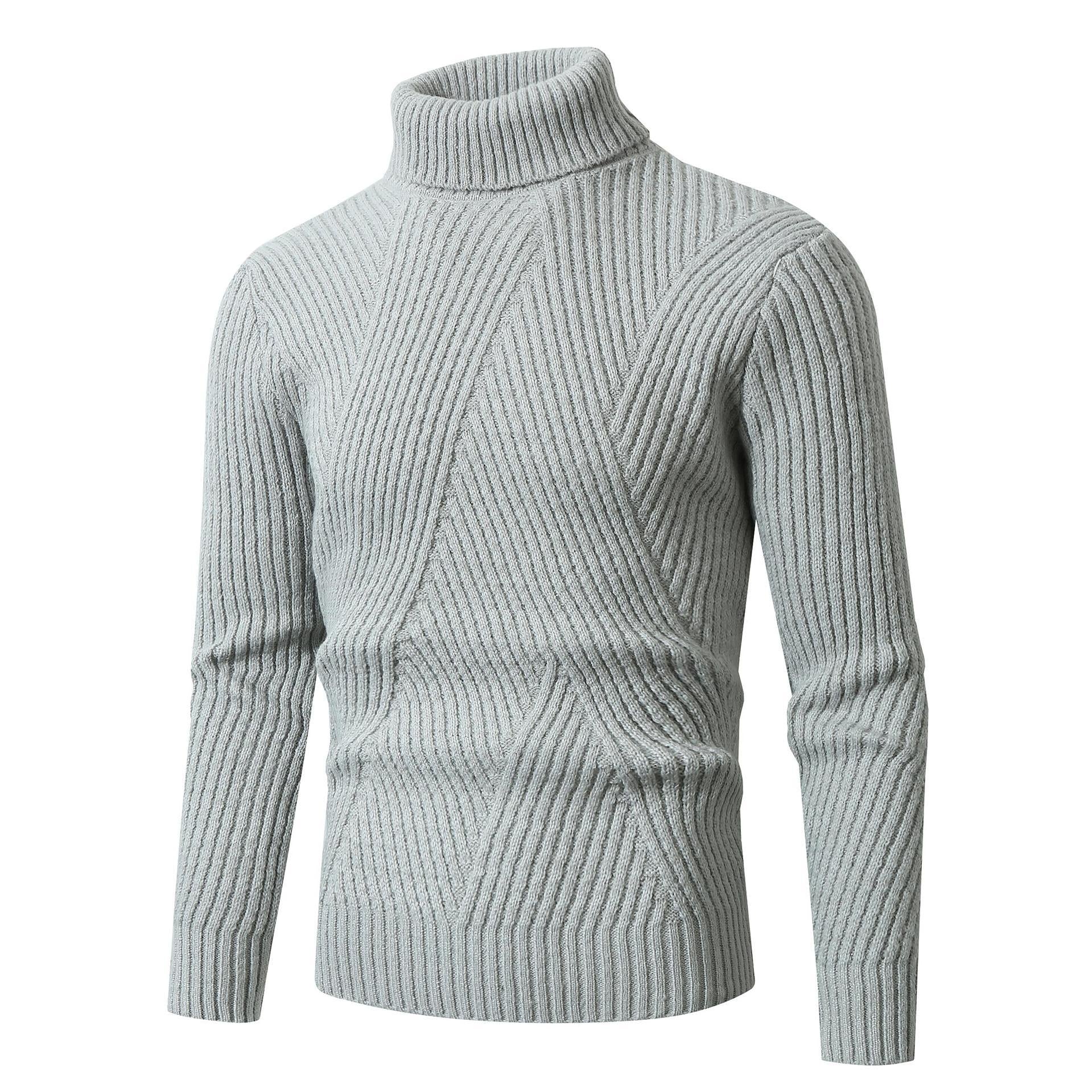 Herren Grobstrickpullover mit Stehkragen und dekorativem Strukturmuster R&B