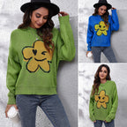 Damen Grob gestrickter Pullover mit floralem Motiv und lässigem Schnitt R&B