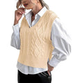 Damen Strickweste mit V-Ausschnitt und Zopfmuster R&B