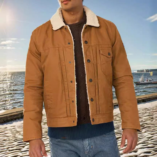 Herren gemusterte Baumwolljacke mit Fleecefutter R&B