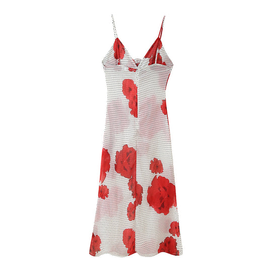 Damen Spaghettiträger Kleid mit floralem Print und Rüschen-Details R&B