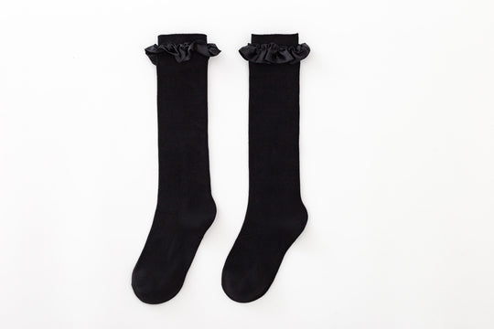 Damen Elegante Kniestrümpfe mit Rüschenabschluss R&B