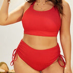 Damen Hochgeschnittener Bikini mit verstellbaren Kordeln