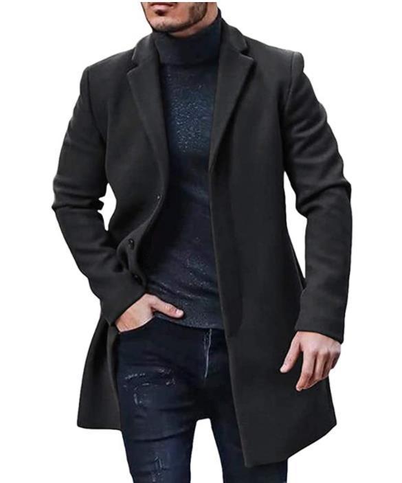 Herren Eleganter Wollmantel mit klassischem Revers und modernem Schnitt R&B