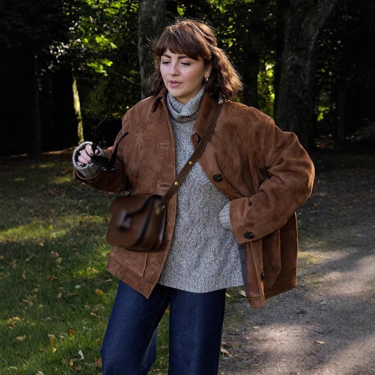 Damen elegante und bequeme Kunstlederjacke mit Taschen R&B