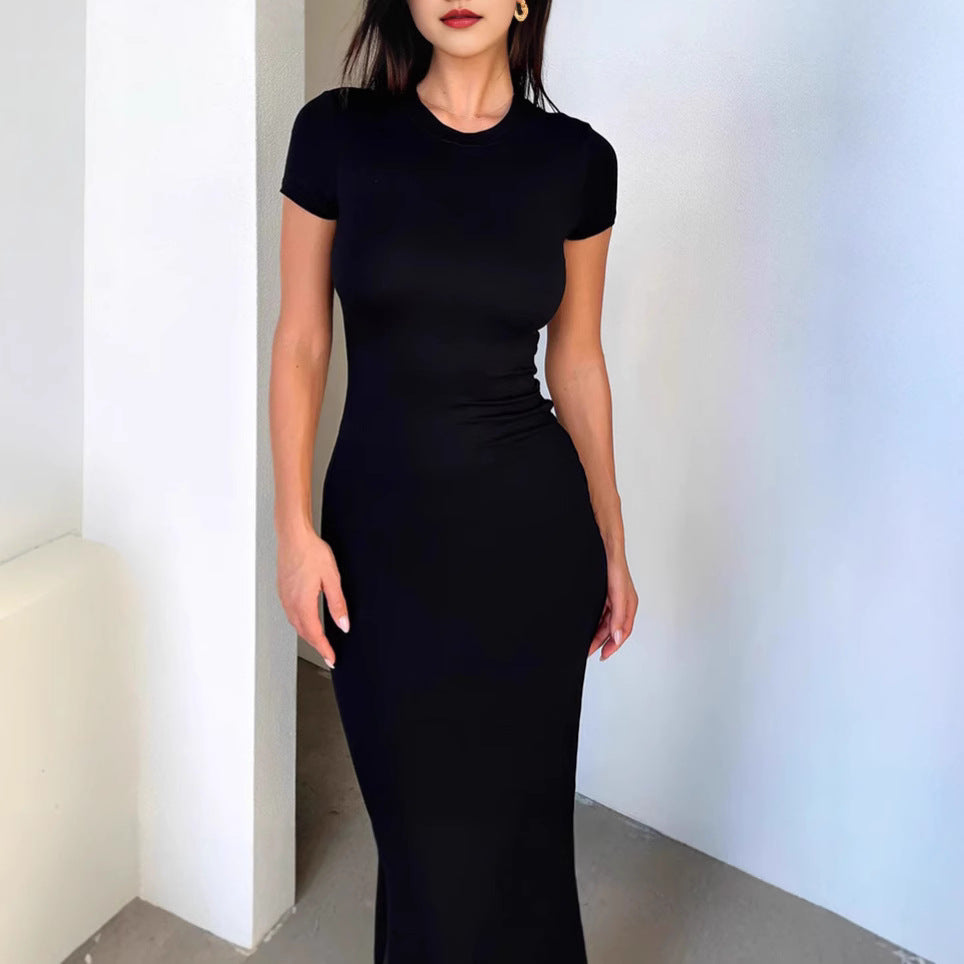 Damen Figurbetontes Maxikleid mit kurzen Ärmeln R&B