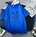 Damen modisches T-Shirt mit lässigem Smiley-Print und hochwertiger Baumwollqualität