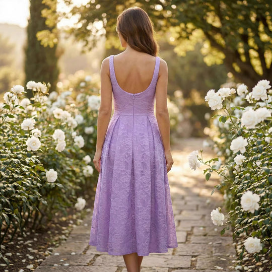 Damen Spitzen-Maxikleid im A-Linien-Stil mit tiefem Ausschnitt und taillierter Silhouette R&B