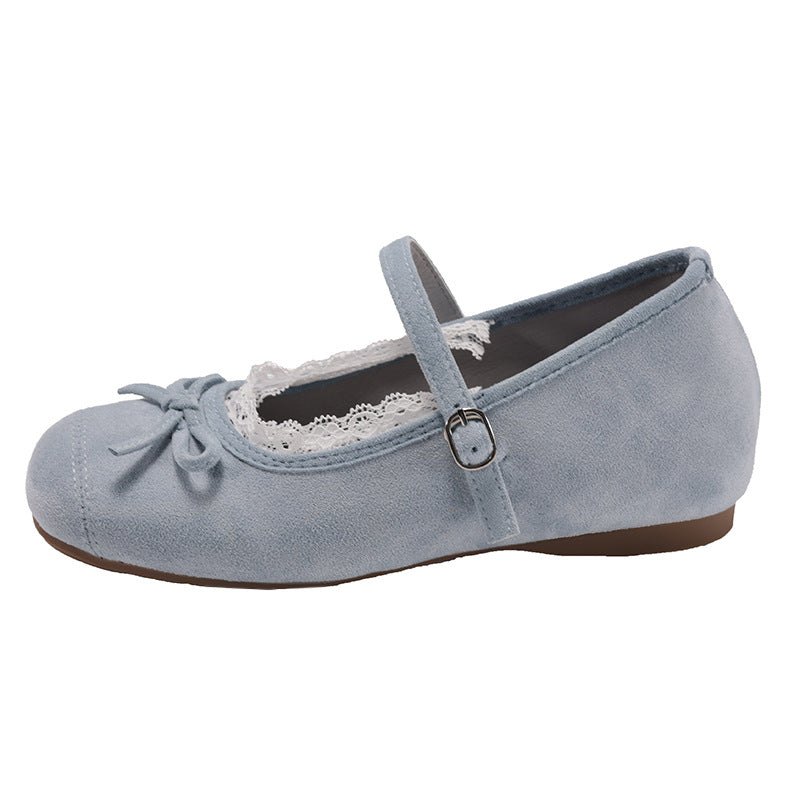 Damen elegante Ballerinas mit feiner Spitzenverzierung und praktischem Schnallenverschluss R&B