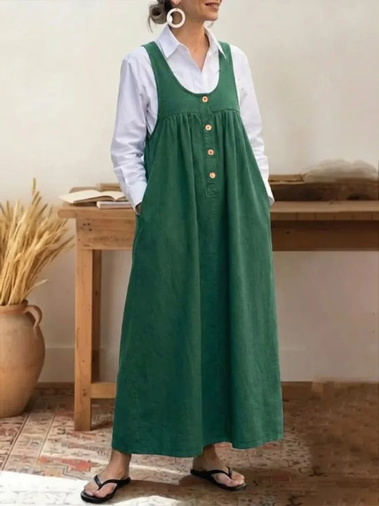 Damen Maxikleid mit Knopf- und Taschen-Details R&B