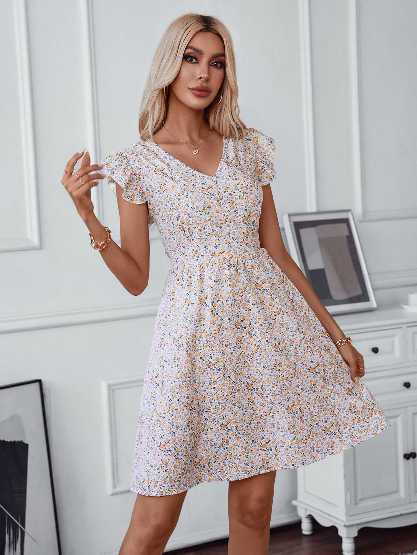 Damen verspielt fließendes Sommerkleid R&B