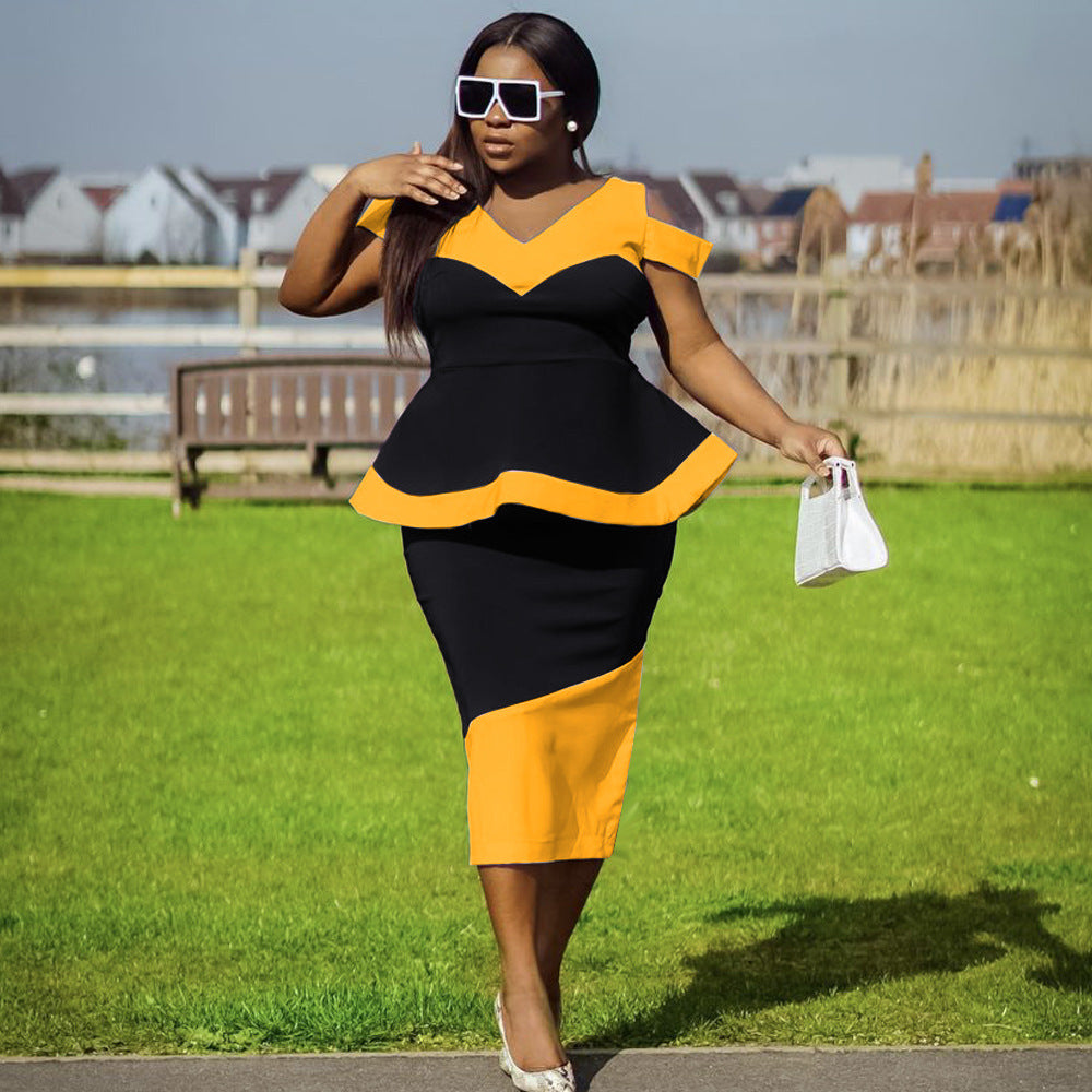 Damen Figurbetontes Peplum-Kleid R&B