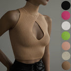 Damen Crop-Top mit hohem Kragen und tiefem Ausschnitt R&B