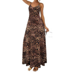 Damen Maxikleid mit Spaghetti-Trägern und asymmetrischem Tiermuster R&B