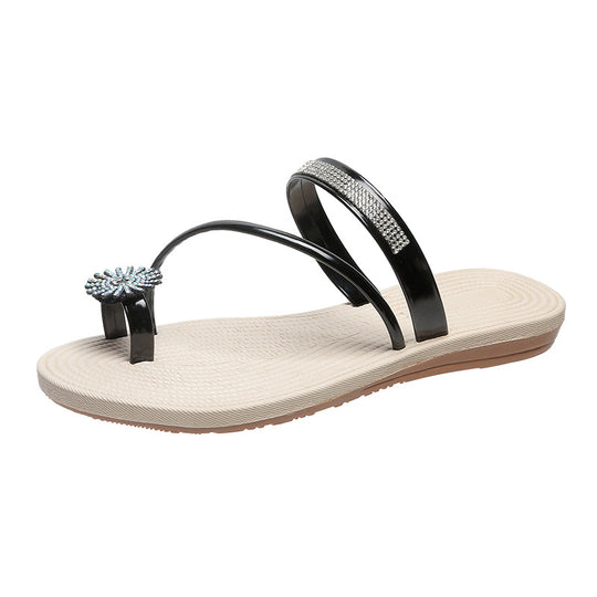 Damen Zierliche Modische Flip-Flops mit funkelnden Strassdetails und konturiertem Fußbett R&B