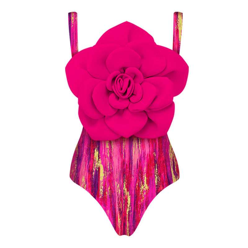 Damen Badeanzug mit floralem Volumen und passendem Wickelrock R&B
