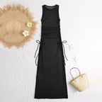 Damen Strandkleid mit verstellbaren Bändern und Raffungen R&B