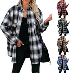 Damen Baumwoll-Flanellhemd mit Karomuster und Brusttaschen