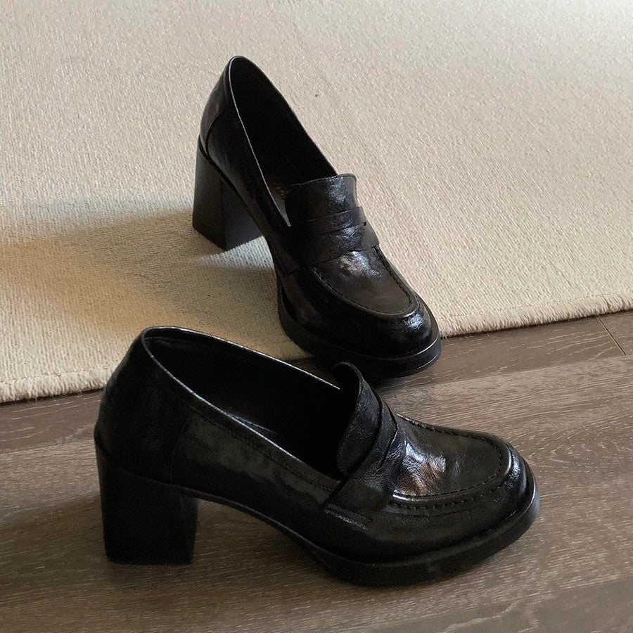 Damen Modische Blockabsatz-Slipper mit edlem Leder R&B