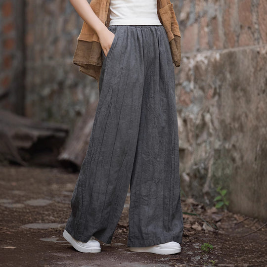 Damen weite Leinenhose mit strukturiertem Finish R&B
