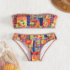 Damen Bikini-Set mit bandeau Oberteil und hohem Beinausschnitt R&B