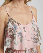 Damen Chiffon Sommerkleid mit Volants