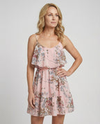 Damen Chiffon Sommerkleid mit Volants