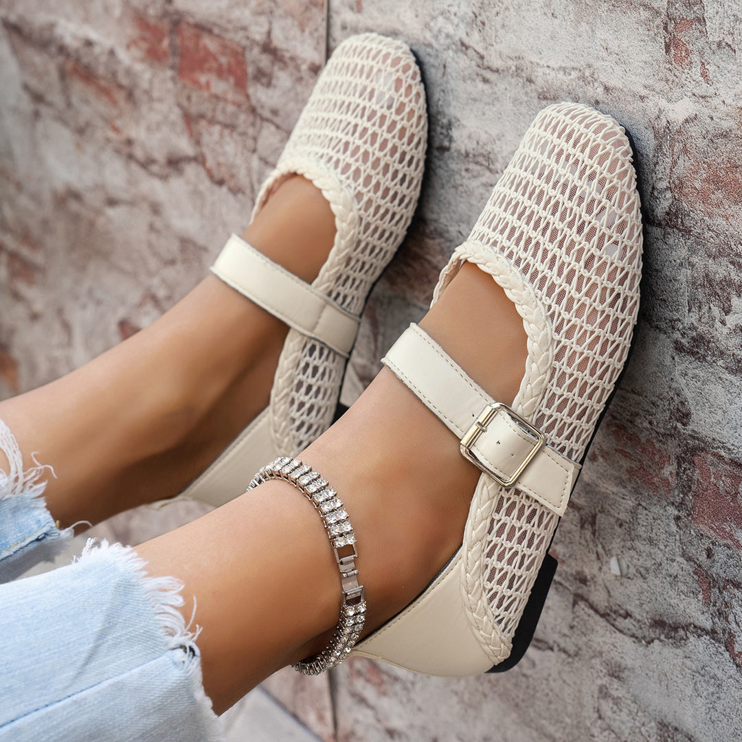 Damen elegante Ballerinas mit floralen Applikationen und rutschfester Sohle R&B