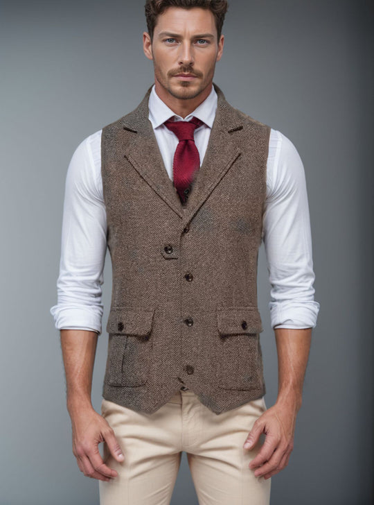Herren Weste im klassischen Herringbone-Design R&B