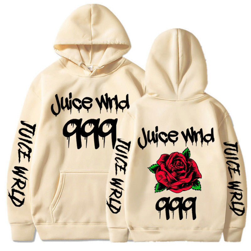 Damen Kapuzenpullover mit auffälligem Grafikdesign und romantischem Rosenmotiv R&B