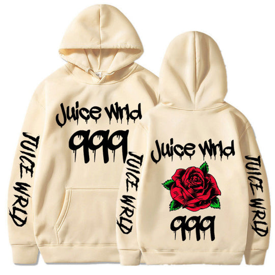 Damen Kapuzenpullover mit auffälligem Grafikdesign und romantischem Rosenmotiv R&B