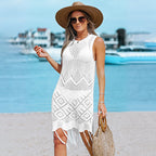 Damen gehäkeltes Strandkleid mit fransigen Details R&B