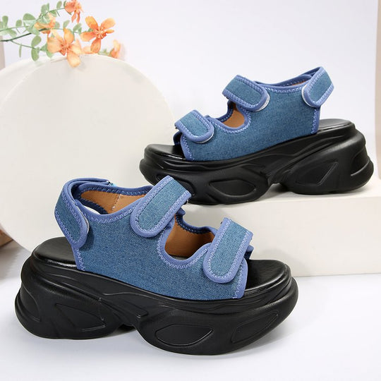 Damen Sandalen mit innovativem Klettverschluss und rutschfester Plattformsohle R&B