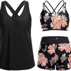 Damen Sportliches Tankini-Set mit floralem Oberteil und Shorts R&B
