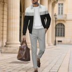 Herren moderdne Freizeitjacke mit kontrastierendem Design und lässigen Chinohosen R&B