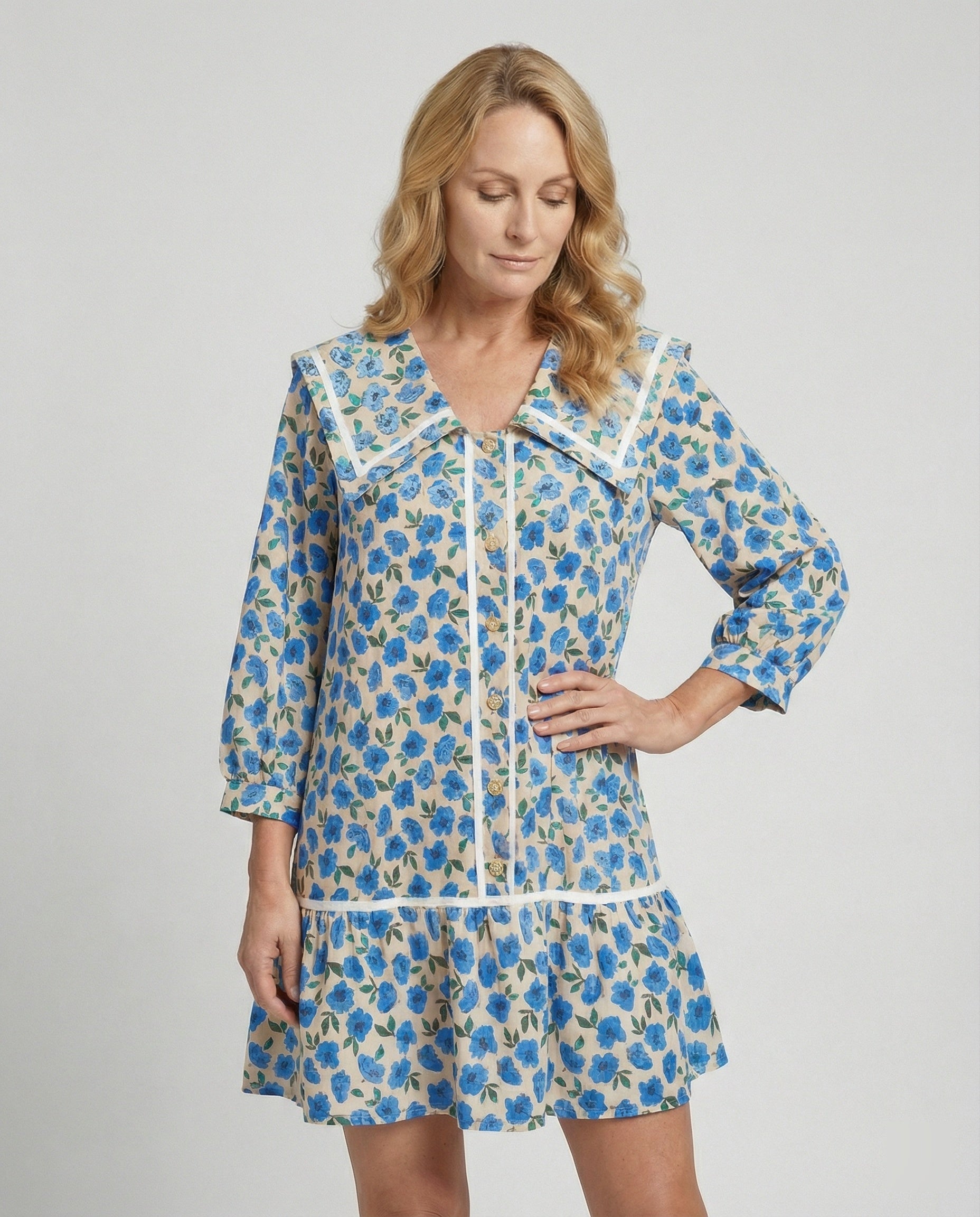 Damen Freizeitkleid A-Linie mit Kragen