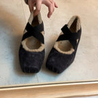 Damen Ballerina-Schuhe mit kuscheligem Innenfutter und elegantem Riemendesign