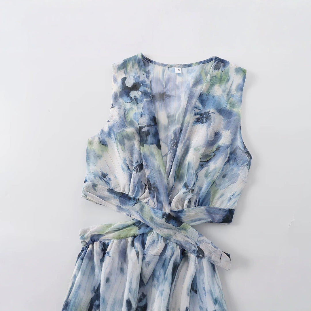 Damen Maxikleid mit elegantem, floralem Design und raffiniertem Rückenausschnitt R&B