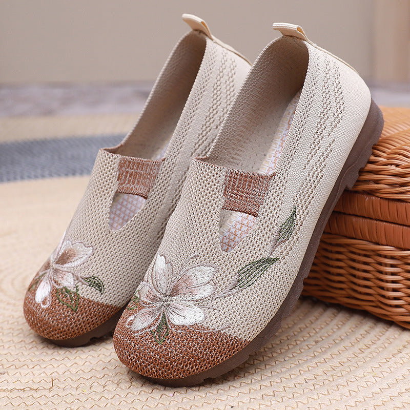 Damen Freizeitschuhe mit gesticktem Blumenmuster R&B