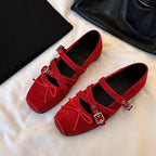 Damen Ballerina-Schuhe mit verspieltem Kreuzriemen und eleganter Schnallenverzierung