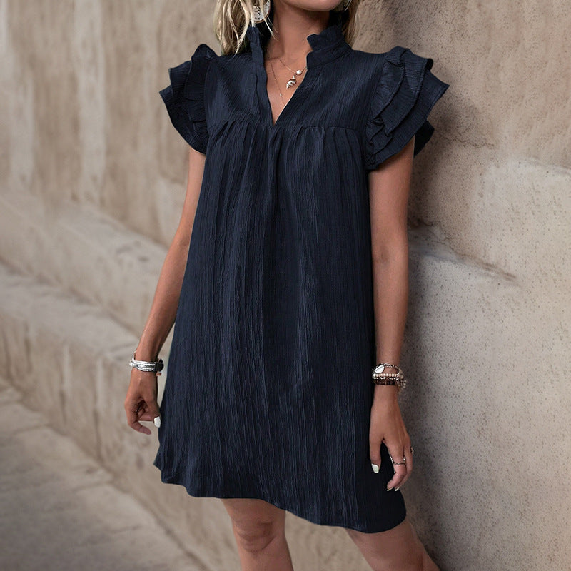 Damen Sommerliches Tunika-Kleid mit Rüschenärmeln und lockerer Passform R&B