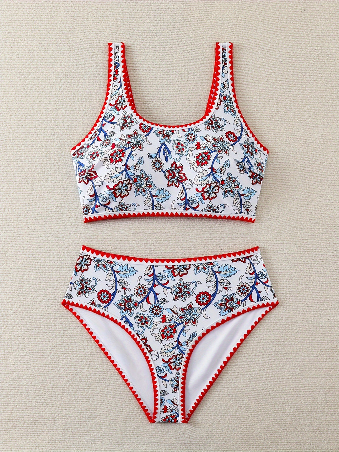 Damen Hochtailliertes Bikini-Set mit floralem Design R&B