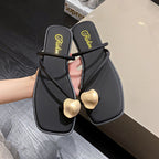 Damen stilvolle Flip-Flops mit glamourösen Herz-Applikationen EB